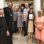 Bishop Maxim, Fr. Dane, Deacon Dragan and their spouses, with Miroslav & Zorica Ilic and their family after a traditional meal in celebration of Feast of the Dormition of the Holy Mother of God (Aug. 28). Dormition of the Theotokos Serbian Orthodox Church, Fair Oaks, Calif.